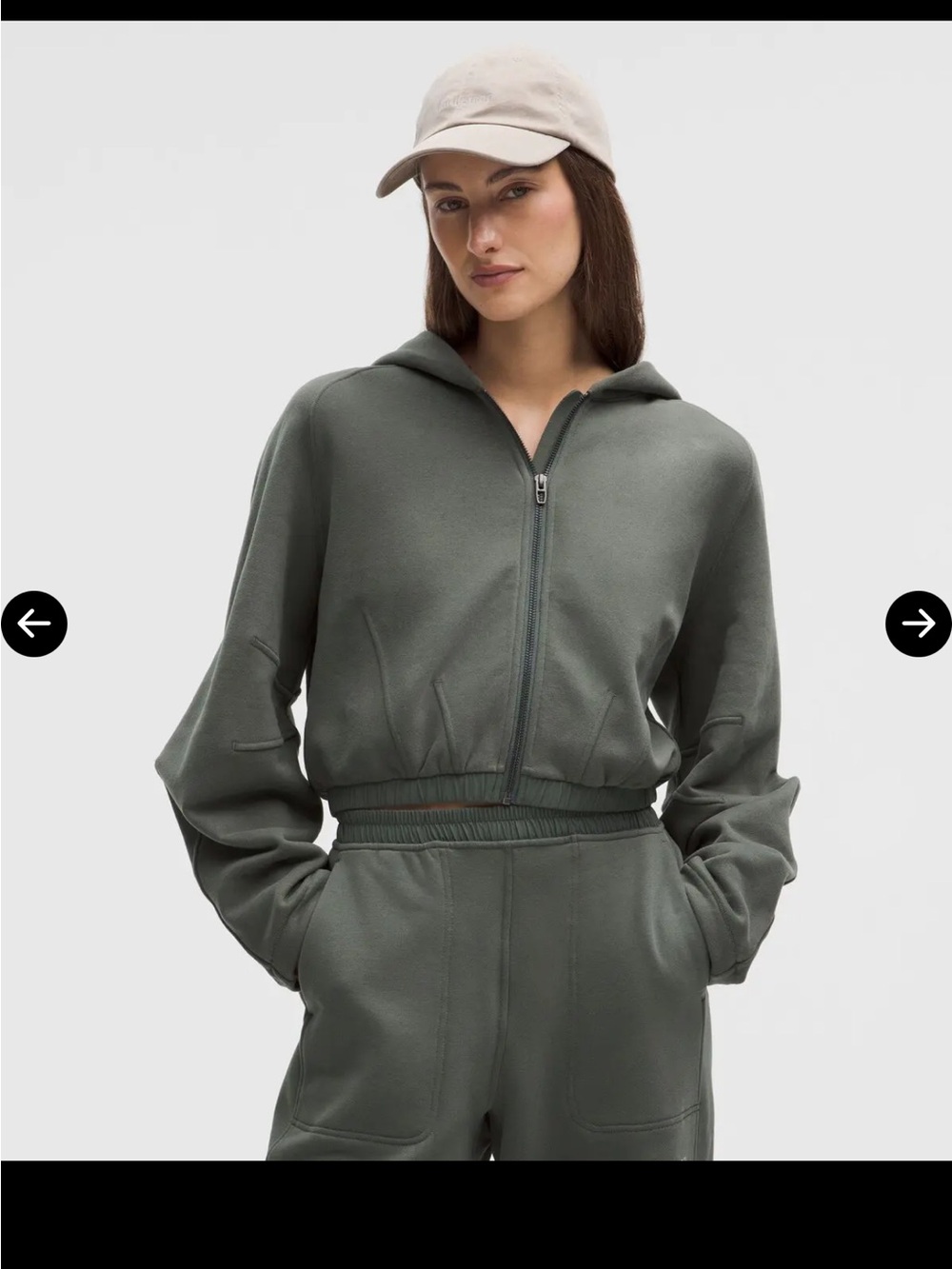 lululemon athletica Full-Zip Cropped Hoodie - Olive